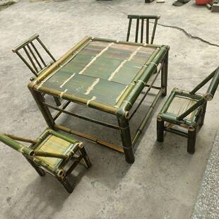 户外竹桌庭院竹桌桌竹ZII竹编椅市井风格桌椅阳台休闲围炉煮椅茶