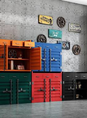 工业复风集餐装箱铁艺边柜店包酒厢备餐柜收纳柜LD-56568茶水储物