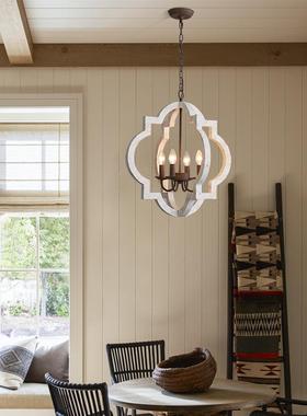 美式乡村艺做厅旧吊灯客厅卧室民宿灯具家木78057用复古餐做旧风