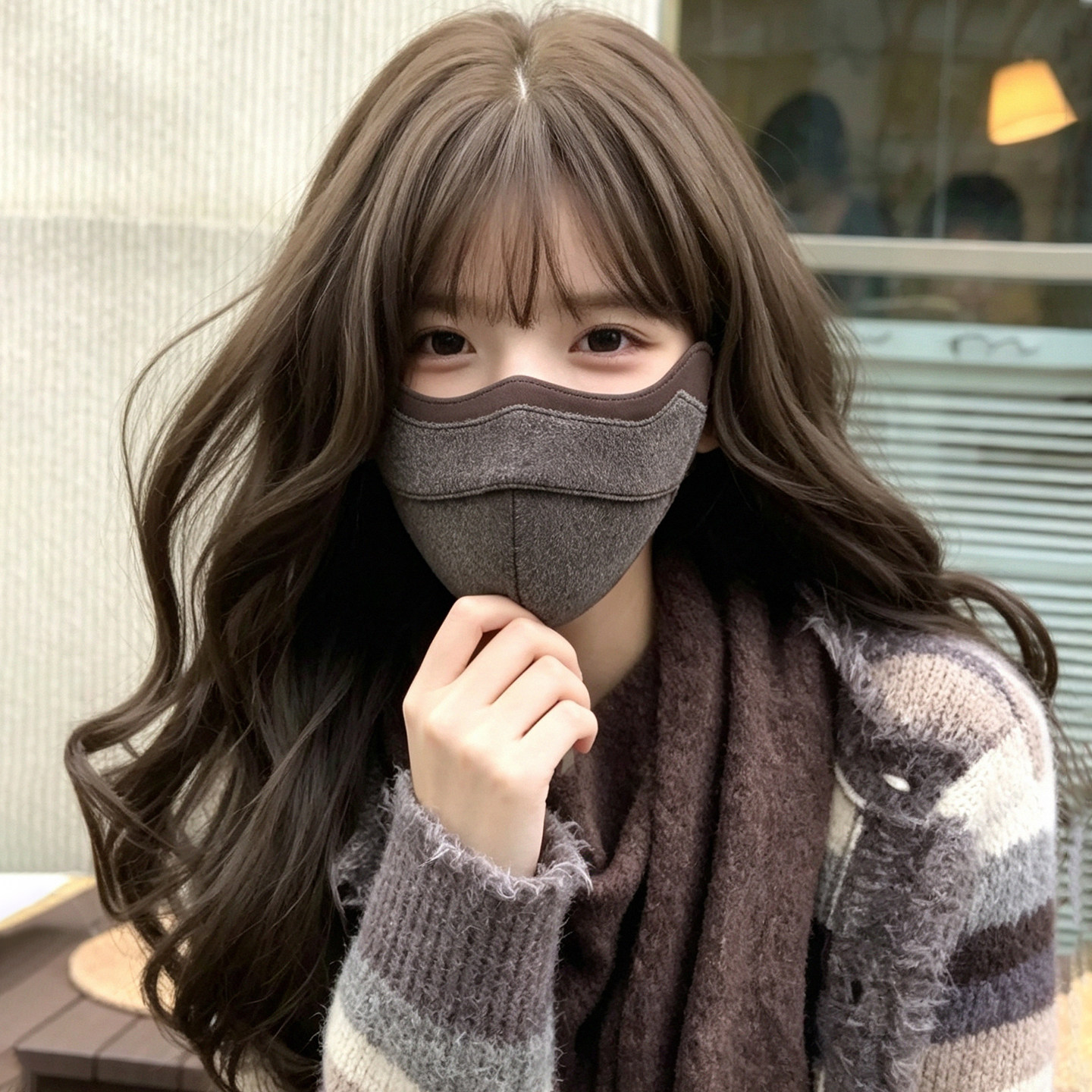 2026新款高颜值羊毛保暖口罩女秋冬季户外骑行防风防寒双层面罩女