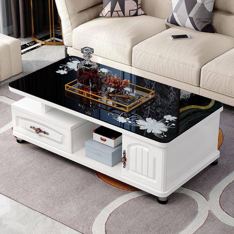 厅欧式茶家用客现简约YED茶桌茶台小户型租房轻奢钢化玻璃代茶几