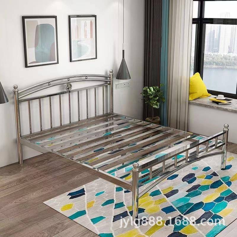 加厚04锈钢床.2米1.5单人现双人床出租1房SMV代不简约1.8m铁艺床