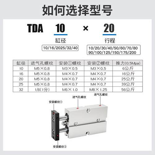 星辰气缸T2N10/TDA16/352-10/111/0/25/30//40/50/6075/80-S双轴