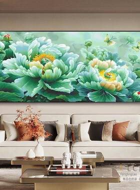 卧室5d钻画FUY花开富贵满新钻20石5款客厅2粘钻石贴十字绣绿牡丹