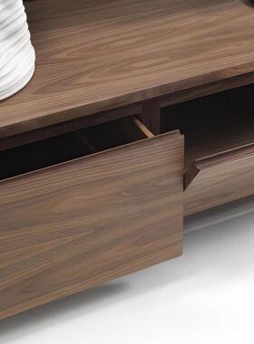 复古代中式意式实木电视地柜现简约家用收纳物落柜黑胡桃89923木