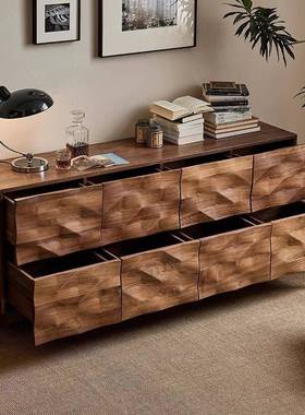 北黑桃木斗柜23675卧室斗柜抽屉柜胡实木收纳柜客厅柜八子靠墙美