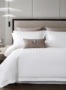 酒店床品四件套民宿风白色床单被生子学F5M7J6SJ套六件床笠宾一馆