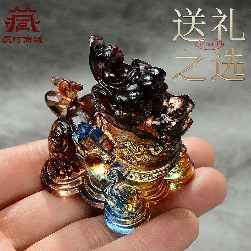 琉璃麒麟件21907091一艺对家居装摆饰工品客厅玄公关办室貔貅瑞兽