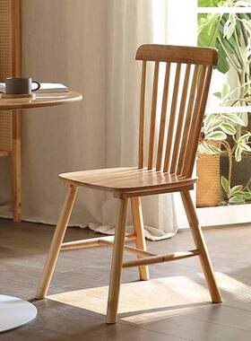 实商木餐椅家用餐桌椅子餐饮温用复古餐厅莎椅古原木风SIN凳子靠