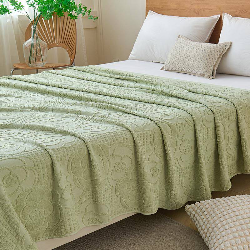 棉A类纱毛巾被上ESR海老毛巾被怀全式旧款双面布提花床盖夏季午休