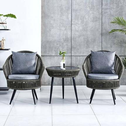 民宿休闲户外沙发组酒店院藤藤编沙发三50号53件套合客厅单人绳编