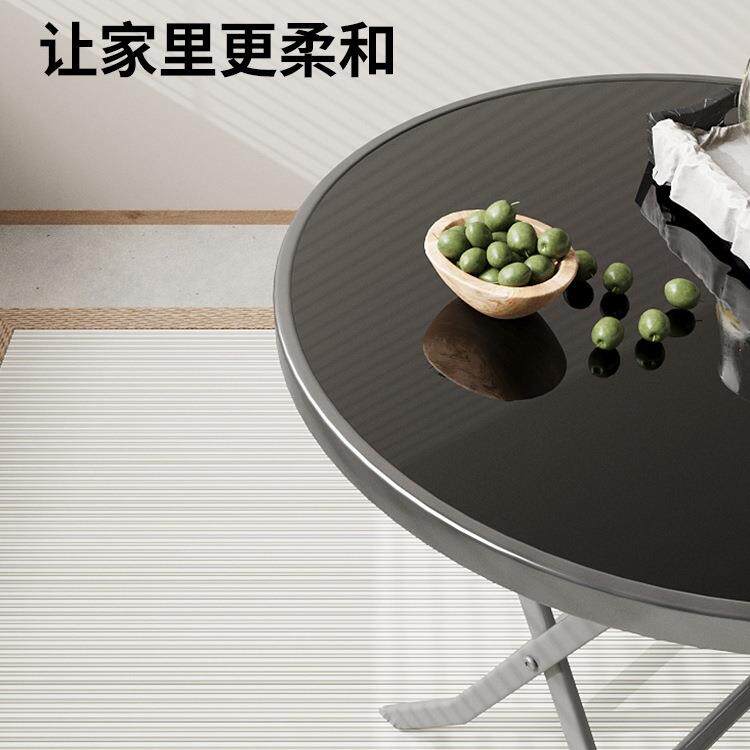 叠餐桌小折户用型子家FS757129钢化玻璃圆桌饭桌户外可折叠阳台桌