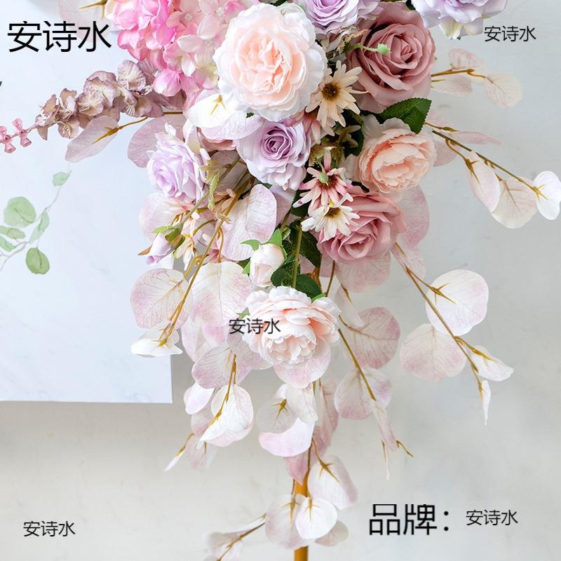 秋粉色金橱属拱CN门花艺饰装套装服装店窗开业布置欧式瑰花艺玫背