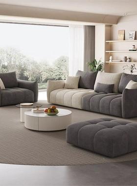 意式小奶风网红布艺沙发客厅抓猫布户型磨砂布三位油直排JWP沙发