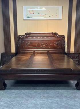 南美榫卯紫檀明木全木床1.清5仿古中式加粗实大床1.8古典主卧RPJ