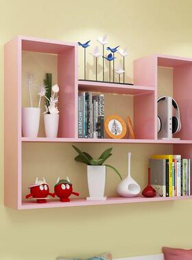 书架墙面上置物架免打孔壁挂板墙壁墙装饰简卧室床头收隔约94374