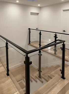 304钢玻璃护栏别墅简约MSC不锈钢立锈柱钢不化玻璃楼梯扶手栏杆