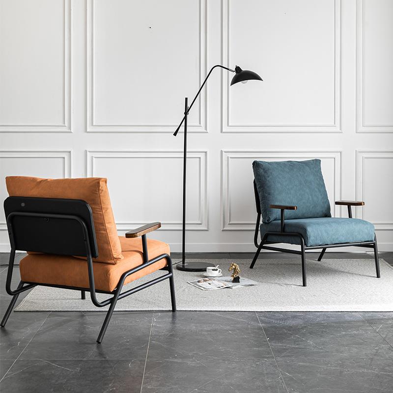 现代简铁艺单人会客沙发椅办极公商务酒店售908楼室洽谈几接待茶