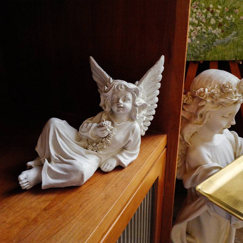 9WOR爱丽丝天使复古迎宾大型落地摆件托盘美式家居装饰品法式软装