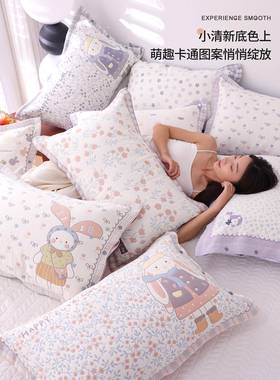 高密纯棉套布按扣枕套一KFI对装卡枕头纱四季通通用不脱落枕芯套