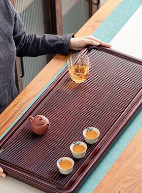 YIR7新茶BJK具整块盘电木一体款排茶水实木泡茶托盘家用轻奢茶桌