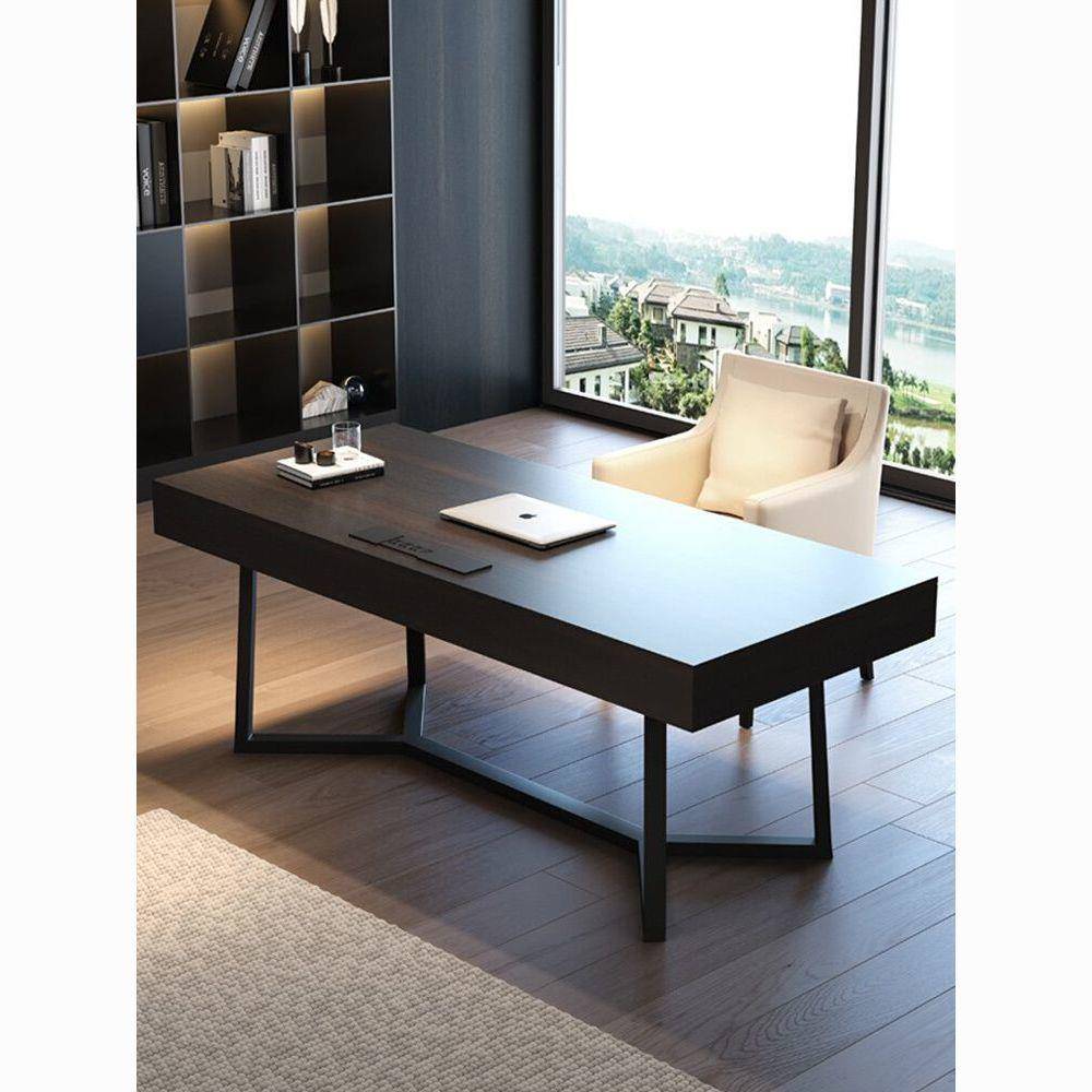 意式书桌轻厅奢现代极烟熏木简客简约老暗非板经理工作单人网红办