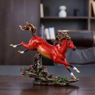 马ISP年国潮奔马雕塑到功桌面摆件新马中式 成办电公室玄关视柜装