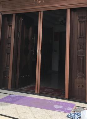 免打无轨纱门折叠无下轨防蚊大门铜门VRY墅别户门推拉孔纱门见入