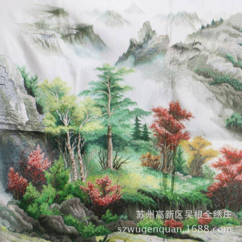 刺绣绣片客厅办公室会议室酒店苏大型装画饰无品牌/手工绣长白胜