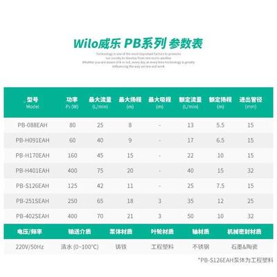 无品牌/德国wio威乐泵PB1-H69EAH增压泵冷l热水空气能水太阳能智