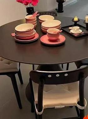 法式洽谈桌板圆形餐桌MVG纯白色组现代简约型圆桌小岩户家用饭桌