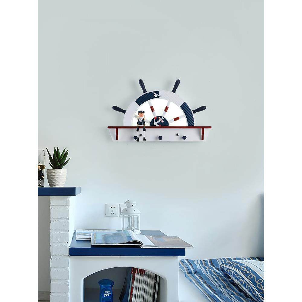 地中海儿童房灯卧921床头壁灯创意灯具男孩装饰过道室卡通壁挂舵,家装灯饰光源,壁灯,淘宝优惠券,粉丝福利购,淘宝优惠卷