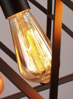 loft创意性乡复古餐个厅酒吧台服店美式村铁艺工装业风灯Y6网状吊