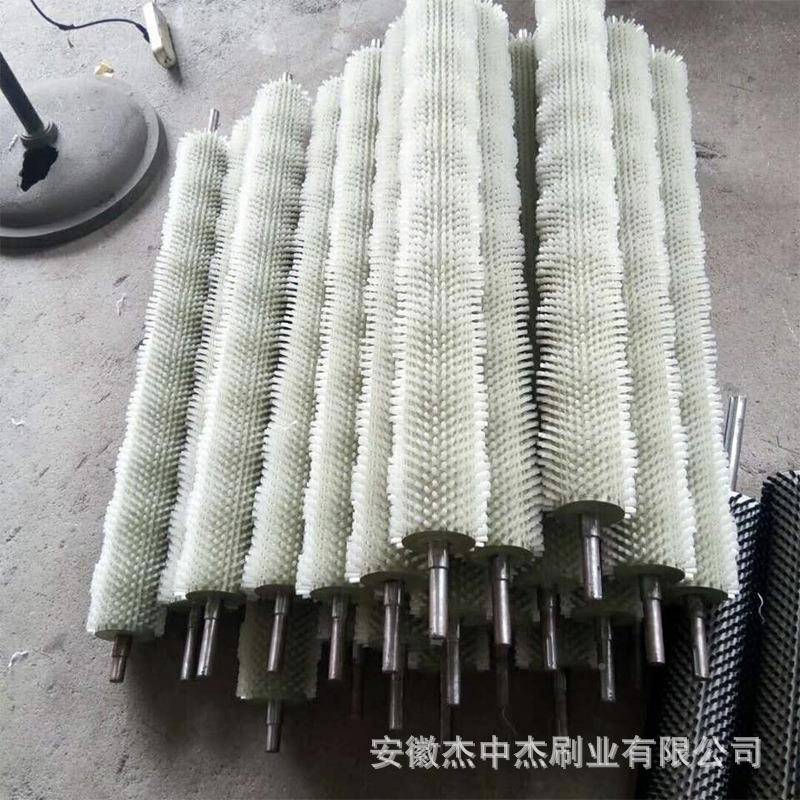 定制带轴毛刷辊工业除尘光璃板清扫939器筒毛刷玻圆清洗机辊筒伏图片