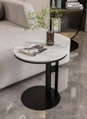 意式圆几形边奢岩板c型沙发边桌客厅阳台约大GIB理石小茶轻桌简角