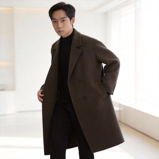 2026高端双面妮子大衣男士羊毛呢子外套中长款加厚过膝风衣