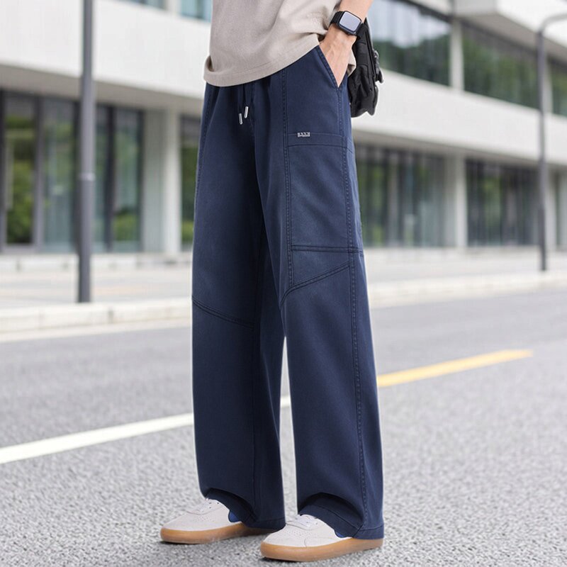美式渐变工装休闲裤男士2026春季宽松直筒阔腿百搭长裤