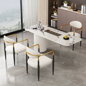 曼露轻奢阳台亚克力茶桌椅组合高端家用岩板小茶台简约办公室茶桌