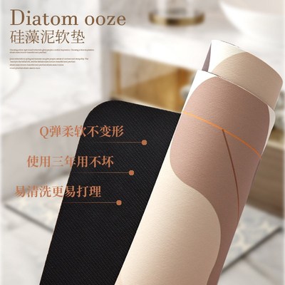 浴室干区硅藻泥吸水地垫卫生间全铺隔水脚垫科技绒长方形超薄地毯