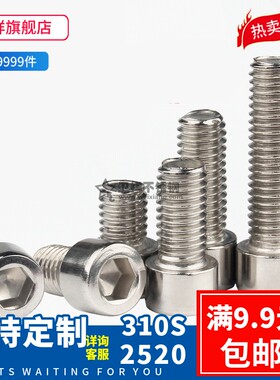 310S不锈钢内六角螺丝2520螺栓M4M5M6M8M10M12耐高温内六方螺钉杆