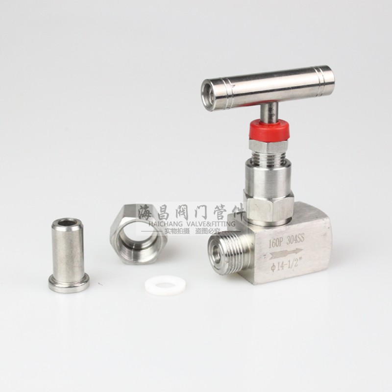 J21W-160P不锈钢一字手柄焊接内外丝内螺纹压力表针型阀14/M20