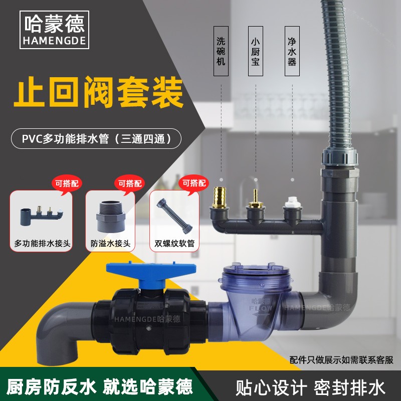 哈蒙德防反水止逆阀厨房PVC止回阀单向阀水排水管下水道逆止阀 50