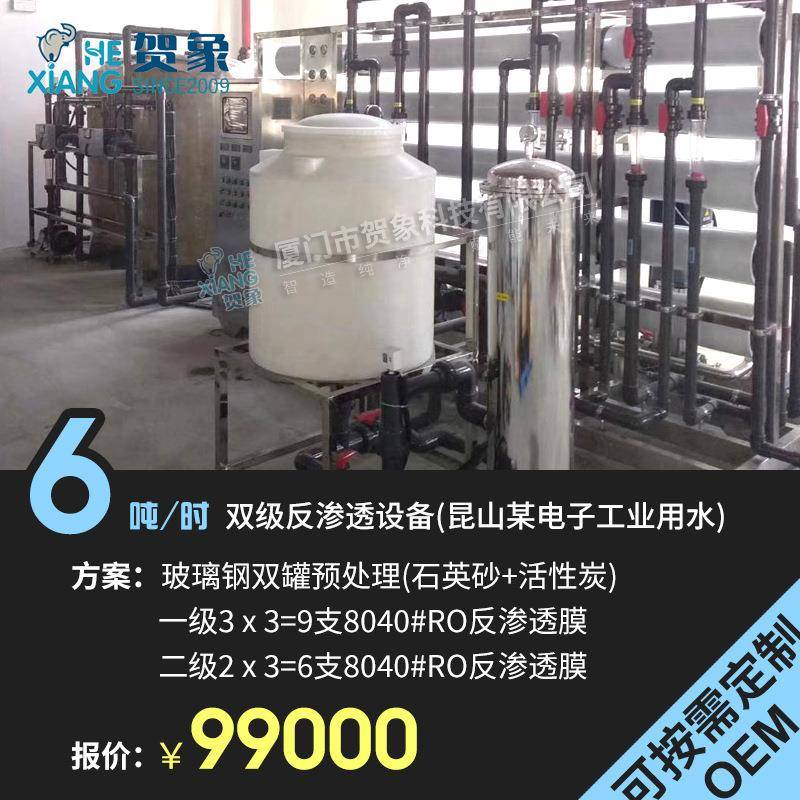 6吨/时双级反渗透设备芯片电子化工去离子水净水器纯水机厂家直供