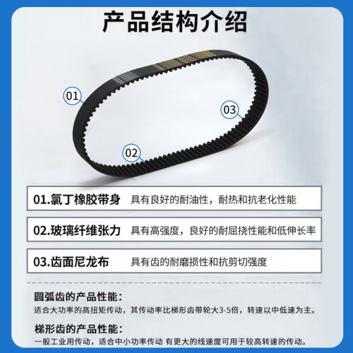 橡胶同步带HTD720-5M 725-5M 730-5M 735-5M 齿形传动皮带