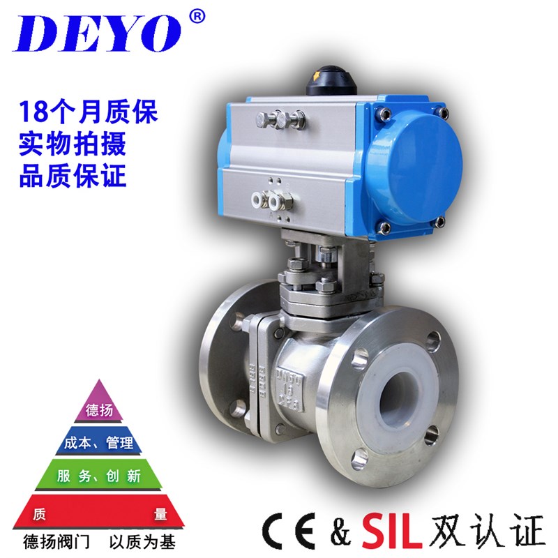 不锈钢气动衬氟球阀,防爆调节切断,衬塑F46/PFA/PO,DN25,32,40,50