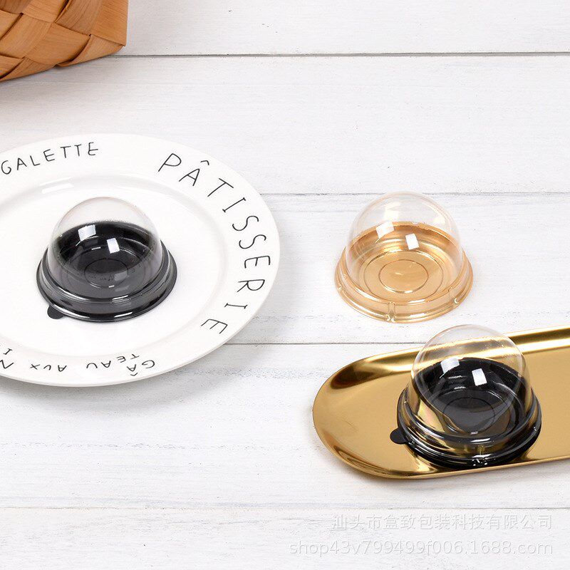 单个圆形蛋黄酥包装盒黑色金色雪媚娘盒糯米果泡芙西点打包盒