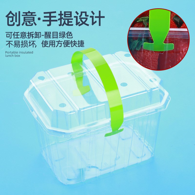 一次性塑料带盖手提篮草莓盒子水果提篮长方形透明水果盒现货