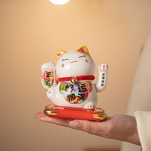 招财猫太阳能摇手摆件创意开业送礼品店铺收银台家居客厅自动招手