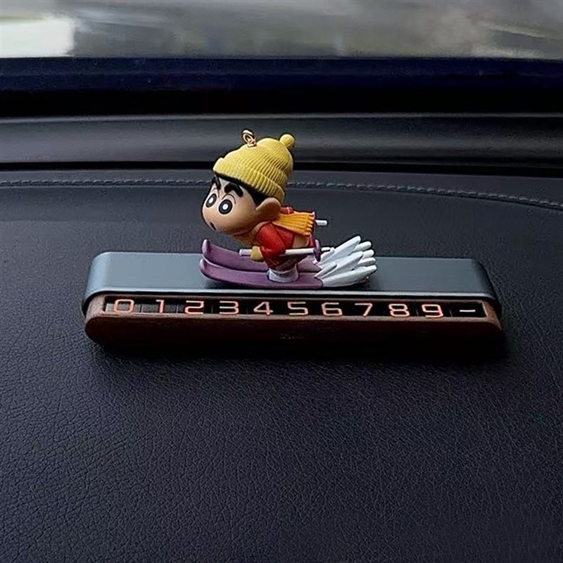 创意可爱小新汽车临时停车牌小新车载挪车移车电话双号码牌车饰