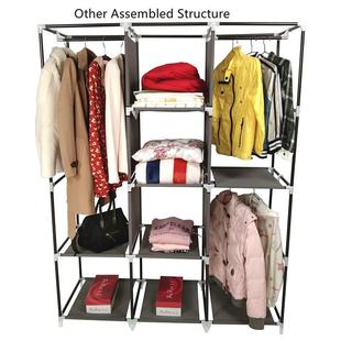 跨DJY帘电商境简易组合式 简易衣橱 衣柜双人无纺布衣柜拉大容量式